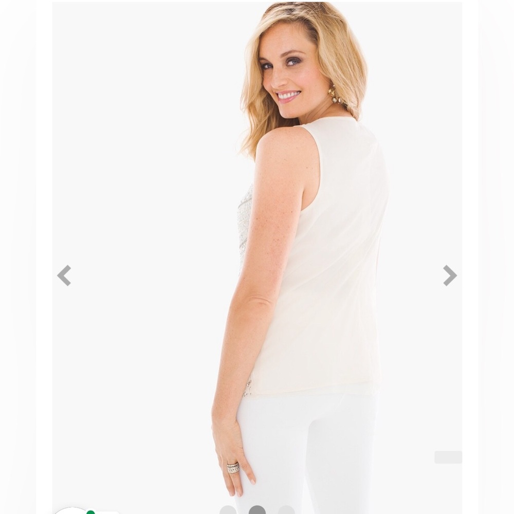 Chico’s Embellished Tank Champagne Color Size 2 /M/12 - Picture 2 of 11